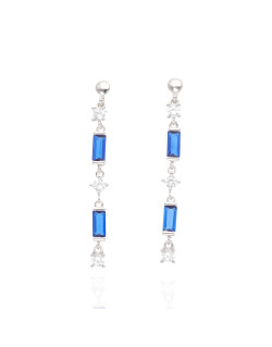 Boucles d'oreilles AÉLYS en Argent 925/1000 avec Oxydes Blanc et Bleu - AE-B6OZ0233