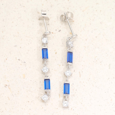 Boucles d'oreilles AÉLYS en Argent 925/1000 avec Oxydes Blanc et Bleu - AE-B6OZ0233