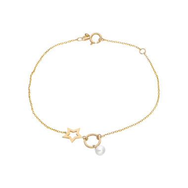 Bracelet Étoile AÉLYS en Or 375/1000 et Perle Blanche - AE-BR4PL0007