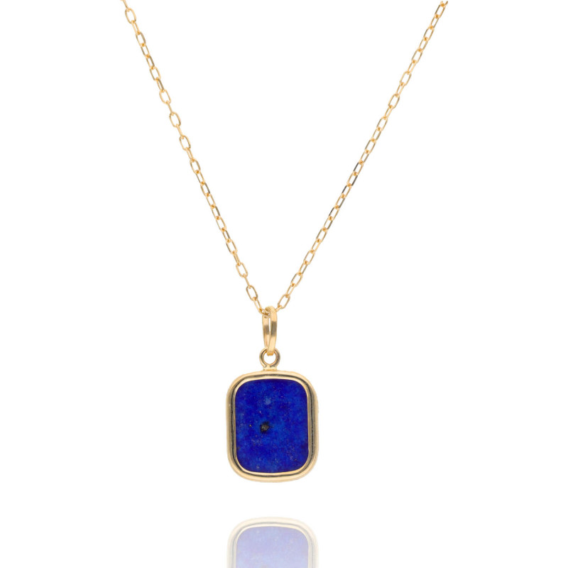 Collier Rectangle AÉLYS en Or 375/1000 et Lapis-lazuli Bleu - AE-C4LA0001