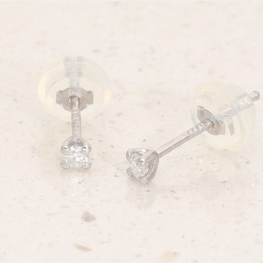Boucles d'oreilles AÉLYS en Or 375/1000 Blanc et Diamant HSI2 0,06 carats - AE-B4DT0027
