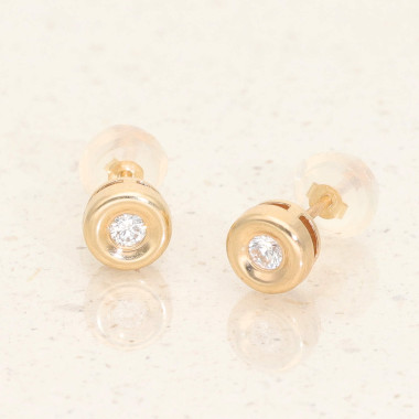 Boucles d'oreilles AÉLYS en Or 375/1000 et Diamant  0,10 carats HSI2 - AE-B4DT0030