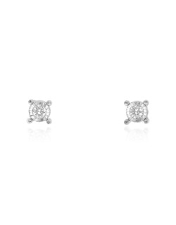 Boucles d'oreilles AÉLYS en Or 375/1000 Blanc et Diamant 0,05 carat HSI2 - AE-B4DT0032