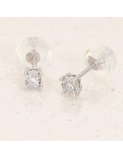 Boucles d'oreilles AÉLYS en Or 375/1000 Blanc et Diamant 0,05 carat HSI2 - AE-B4DT0032