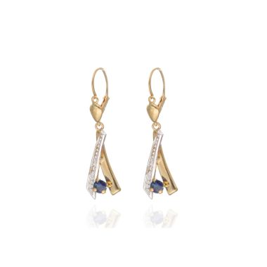 Boucles d'oreilles AÉLYS en Or 375/1000 Bicolore et Saphir Bleu - AE-B4SA0007