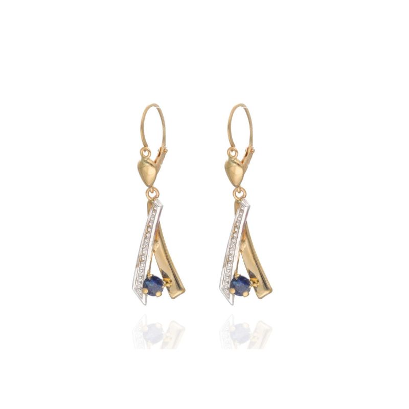 Boucles d'oreilles AÉLYS en Or 375/1000 Bicolore et Saphir Bleu - AE-B4SA0007