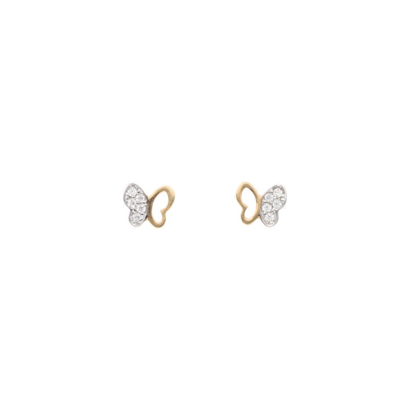 Boucles d'oreilles Papillon AÉLYS en Or 375/1000 Bicolore avec Oxydes - AE-B4OZ0070