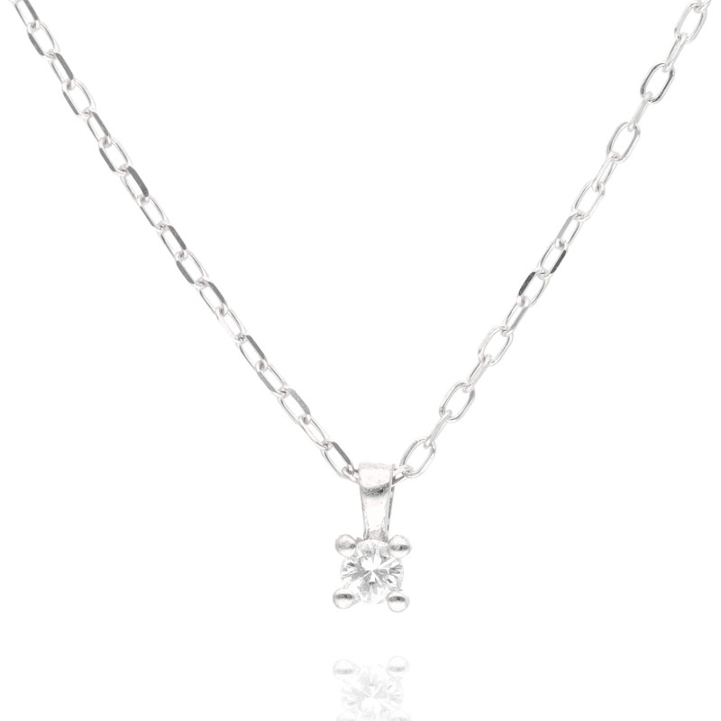 Collier AÉLYS en Or 375/1000 Blanc et Diamant 0,05 carat HSI2 - AE-C4DT0027