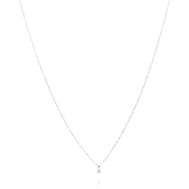 Collier AÉLYS en Or 375/1000 Blanc et Diamant 0,03 carat HSI2 - AE-C4DT0028