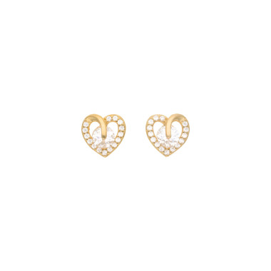 Boucles d'oreilles Cœur AÉLYS en Argent 925/1000 Jaune avec Oxydes - AE-B6OZ0251