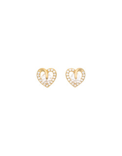 Boucles d'oreilles Cœur AÉLYS en Argent 925/1000 Jaune avec Oxydes - AE-B6OZ0251