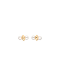 Boucles d'oreilles AÉLYS en Argent 925/1000 Jaune et Perles Blanches - AE-B6PL0016