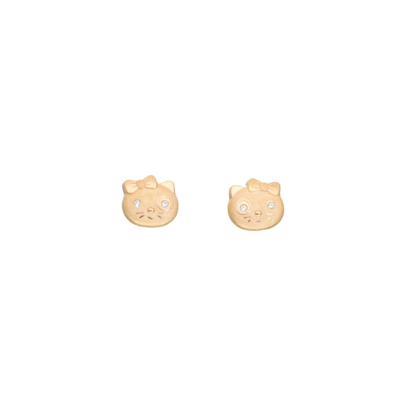 Boucles d'oreilles or 375 jaune chats zirconias