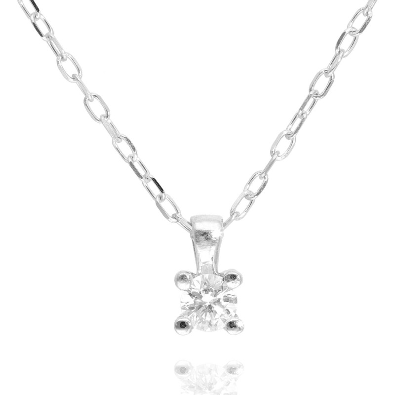 Collier AÉLYS en Or 375/1000 Blanc et Diamant 0,1 carat HSI2 - AE-C4DT0029