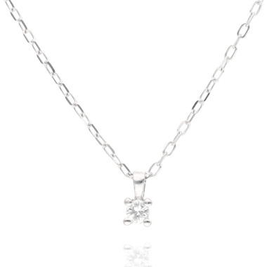 Collier AÉLYS en Or 375/1000 Blanc et Diamant 0,07 carat HSI 2 - AE-C4DT0030