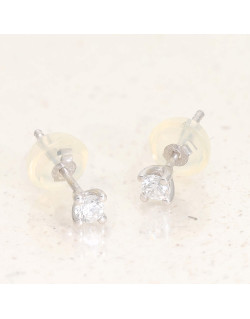 Boucles d'oreilles AÉLYS en Or 375/1000 Blanc et Diamant 0,14 carat HSI2 - AE-B4DT0037