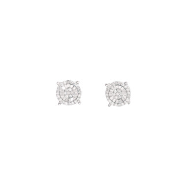 Boucles d'oreilles AÉLYS en Or 375/1000 Blanc et Diamant 0,162 carat - AE-B4DT0039
