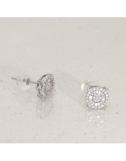 Boucles d'oreilles AÉLYS en Or 375/1000 Blanc et Diamant 0,162 carat - AE-B4DT0039