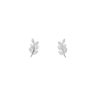 Boucles d'oreilles AÉLYS en Or 375/1000 Blanc et Diamant 0,096 carat - AE-B4DT0040
