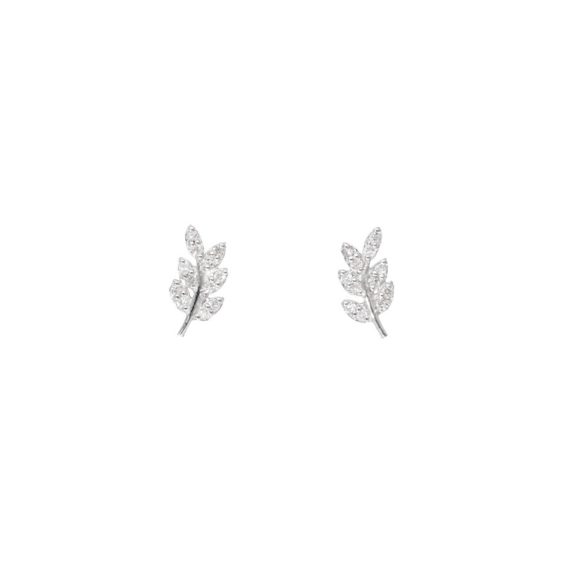 Boucles d'oreilles AÉLYS en Or 375/1000 Blanc et Diamant 0,096 carat - AE-B4DT0040