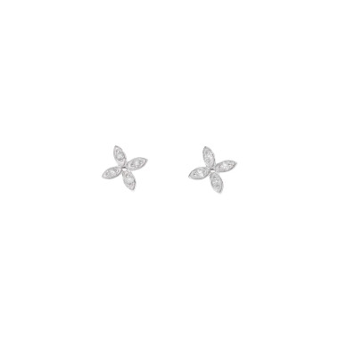 Boucles d'oreilles AÉLYS en Or 375/1000 Blanc et Diamant 0,08 carat - AE-B4DT0042