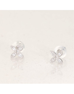 Boucles d'oreilles AÉLYS en Or 375/1000 Blanc et Diamant 0,08 carat - AE-B4DT0042