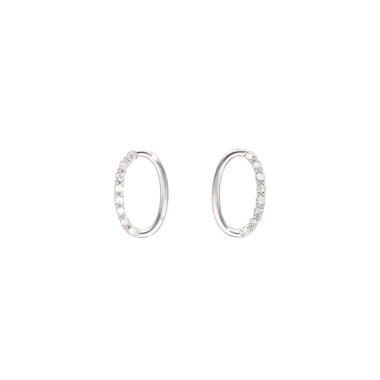 Boucles d'oreilles AÉLYS en Or 375/1000 Blanc et Diamant 0,08 carat - AE-B4DT0045