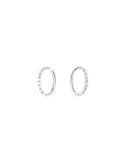 Boucles d'oreilles AÉLYS en Or 375/1000 Blanc et Diamant 0,08 carat - AE-B4DT0045