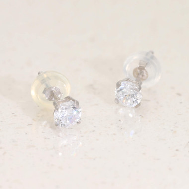 Boucles d'oreilles AÉLYS en Or 375/1000 Blanc et Oxyde de Zirconium - AE-B4OZ0074