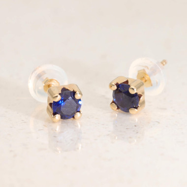 Boucles d'oreilles AÉLYS en Or 375/1000 et Oxyde de Zirconium Bleu - AE-B4OZ0076