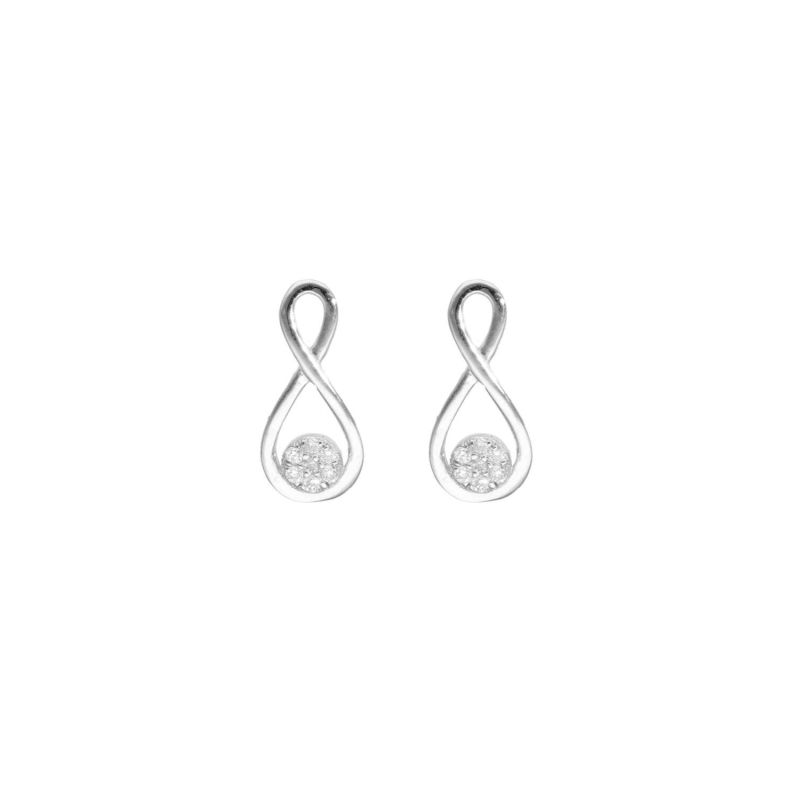 Boucles d'oreilles AÉLYS en Or 375/1000 Blanc et Diamant 0,084 carat - AE-B4DT0041