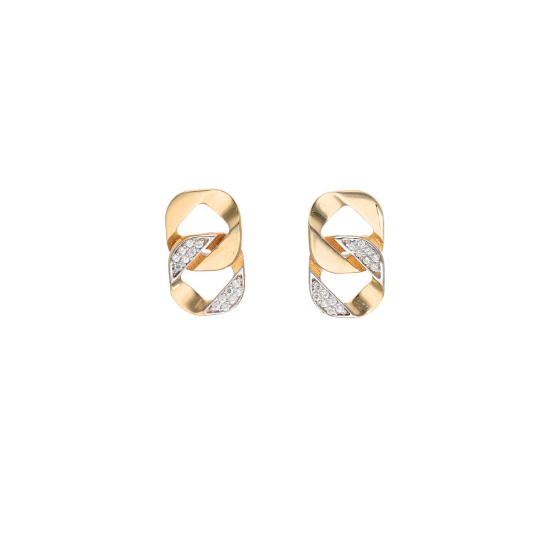 Boucles d'oreilles AÉLYS en Or 375/1000 Bicolore et Oxydes - AE-B4OZ0083