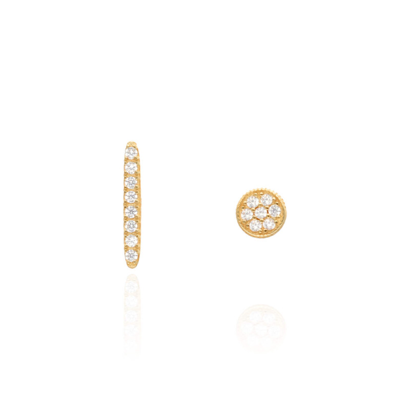 Boucles d'oreilles en Argent 925/1000 Jaune et Oxydes - AE-B6OZ0259