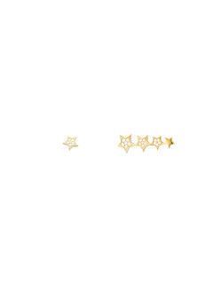 Boucles d'oreilles Dépareillées ABELLION Étoiles en Argent 925/1000 Jaune et Oxydes - AE-B6OZ0274