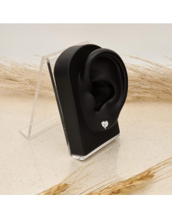 Boucles d'oreilles Cœur AÉLYS en Argent 925/1000 Blanc et Oxyde - AE-B6OZ0282