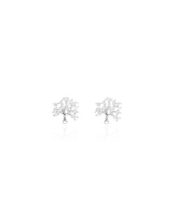 Boucles d'oreilles Arbre de Vie AÉLYS en Argent 925/1000 Blanc et Oxyde - AE-B6OZ0287