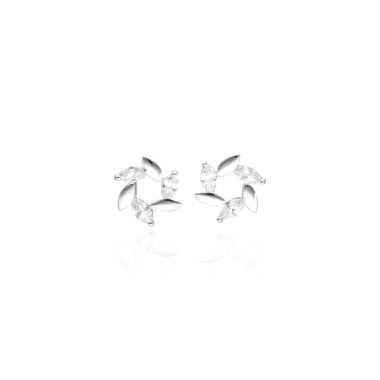 Boucles d'oreilles AÉLYS en Argent 925/1000 Blanc et Oxyde - AE-B6OZ0290