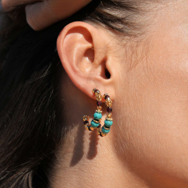 Boucles d'oreilles POP CORN - HIPANEMA avec Turquoise - H23POPCTU