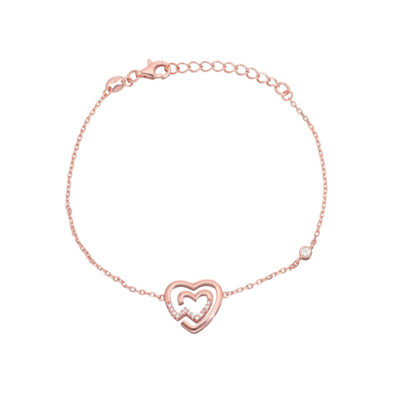 Bracelet Cœur AÉLYS en Argent 925/1000 Rose et Oxydes - AE-BR6OZ0158