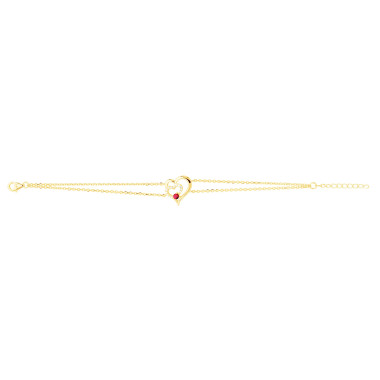 Bracelet Cœur AÉLYS en Plaqué Or 750/1000 et Spinelle Rouge - AE-BR5SP0001