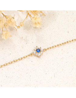 Bracelet AÉLYS en Plaqué Or 750/1000 et Spinelle Bleu - AE-BR5SP0011
