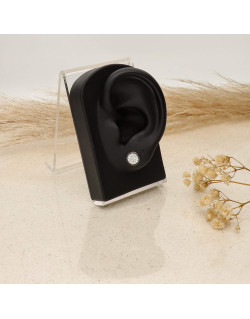 Boucles d'oreilles AÉLYS en Argent 925/1000 Noir avec Oxyde Blanc - AE-B6OZ0308