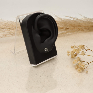 Boucles d'oreilles AÉLYS en Argent 925/1000 Blanc avec Oxyde Noir - AE-B6OZ0309
