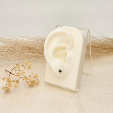 Boucles d'oreilles AÉLYS en Argent 925/1000 Blanc avec Perle Noire - 3mm - AE-B6PL0018