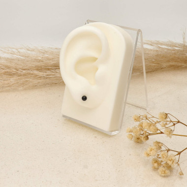 Boucles d'oreilles AÉLYS en Argent 925/1000 Blanc avec Perle Noire - 4 mm - AE-B6PL0019