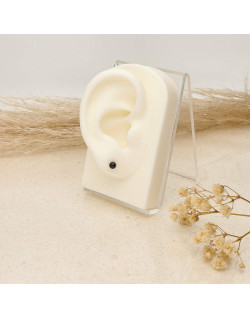 Boucles d'oreilles AÉLYS en Argent 925/1000 Blanc avec Perle Noire - 4 mm - AE-B6PL0019