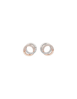 Boucles d'oreilles Cercles Entrelacés ROSEGOLD en Argent 925/1000 Bicolore Blanc et Rose avec Oxydes - AE-B6OZ0313