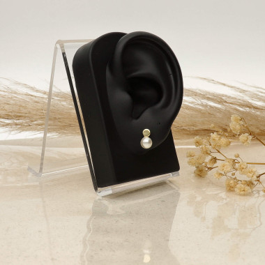 Boucles d'oreilles LA PETITE PERLE en Argent 925/1000 Jaune et Perle Blanche - AE-B6PL0022