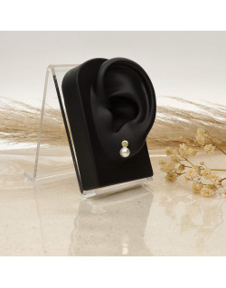 Boucles d'oreilles LA PETITE PERLE en Argent 925/1000 Jaune et Perle Blanche - AE-B6PL0022