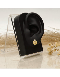 Boucles d'oreilles Coquillage LA PETITE PERLE en Argent 925/1000 Jaune et Perle Blanche - AE-B6PL0027